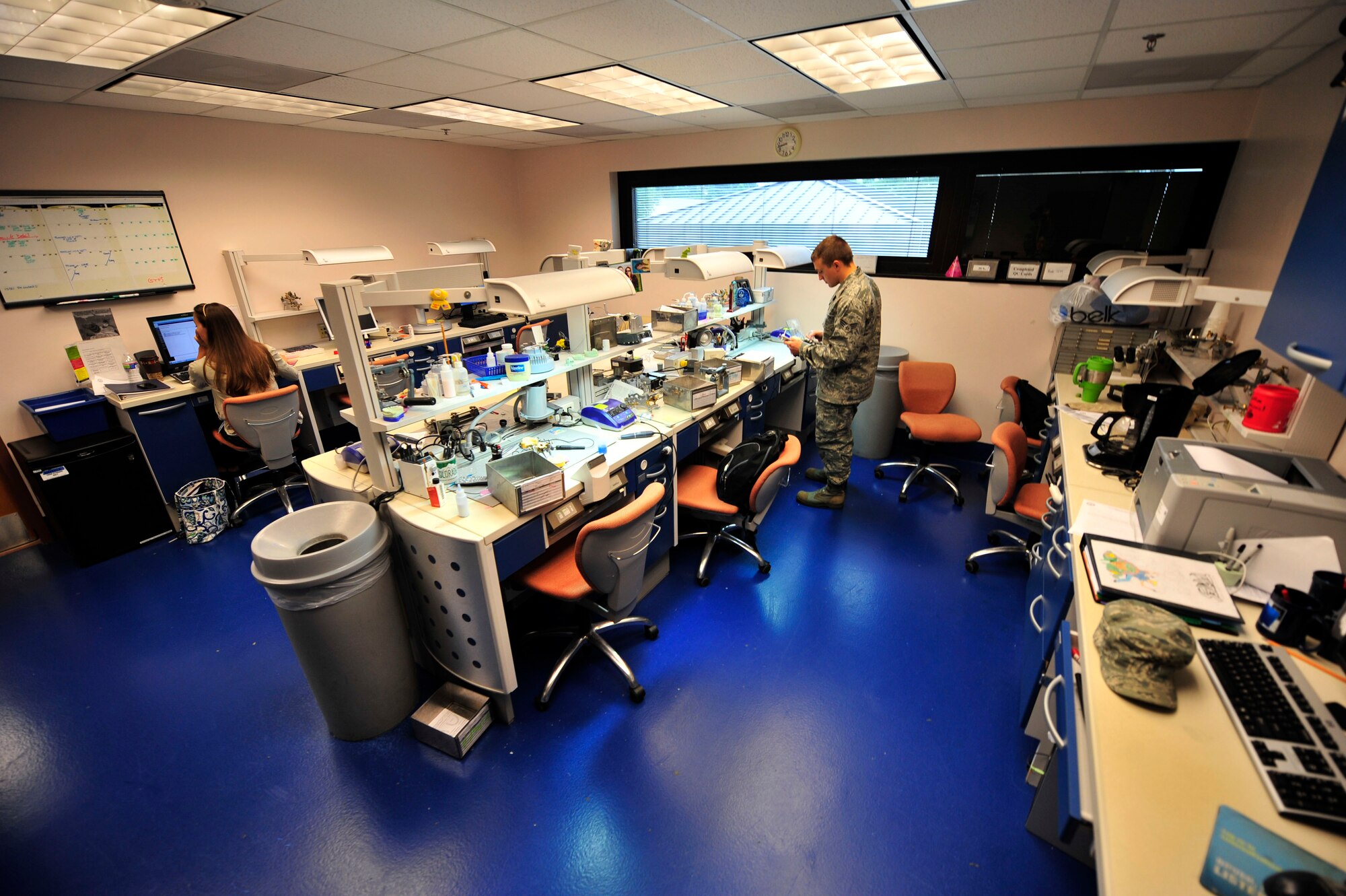 U.S. Air Force Senior Airman Justin Rhodes, 20th Dental Squadron dental lab technician, prepares a dental study model at Shaw Air Force Base, S.C., May 15, 2012. Rhodes is a native of Owensboro, Ky.(U.S. Air Force photo by Airman Nicole Sikorski/Released) 

