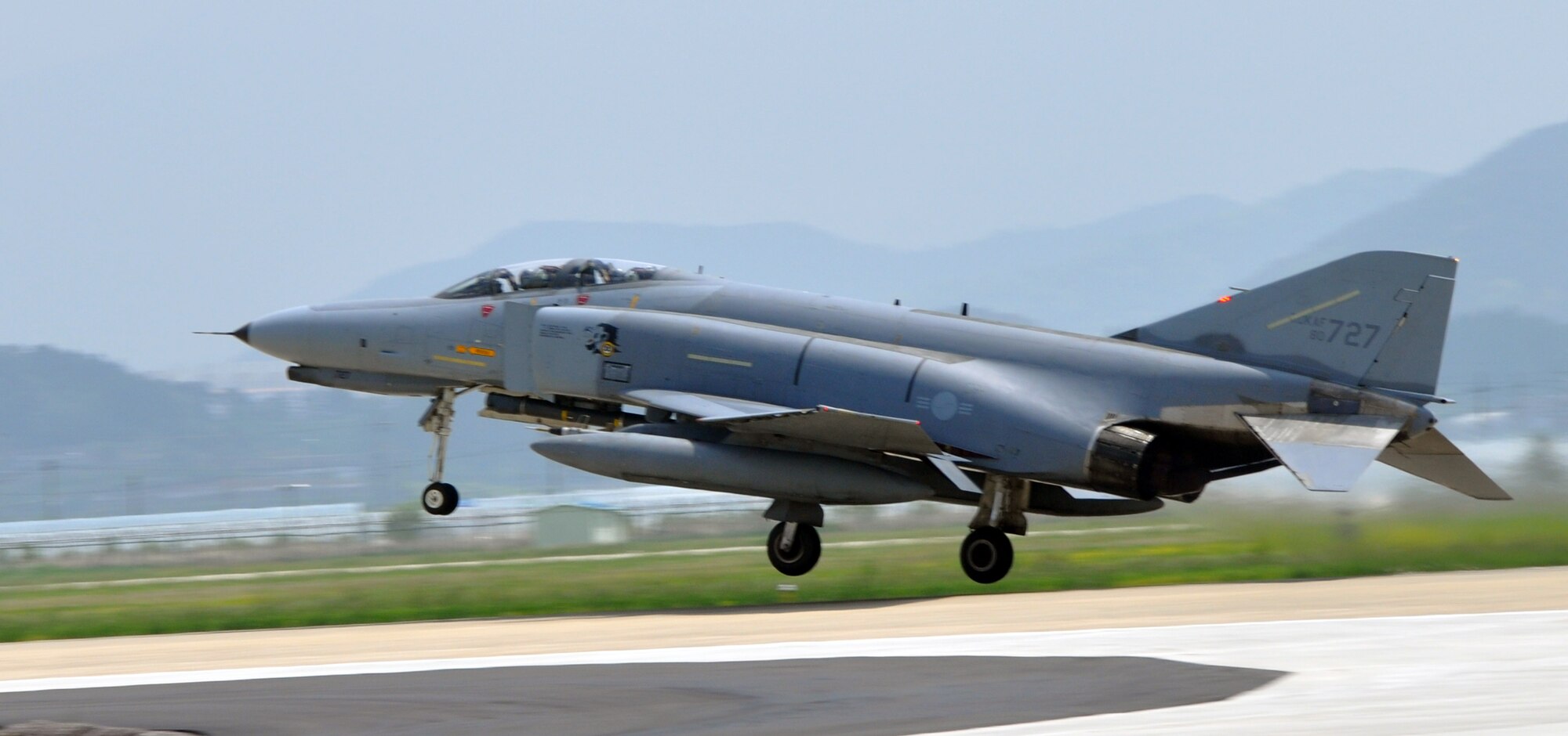 A Republic of Korea Air Force F-4 Phantom II takes off over Gwangju Air Base, May 15, 2012. The bilateral training involved approximately 60 U.S. Air Force and ROKAF aircraft and roughly 450 Airmen from Osan, Kunsan, Daegu, Cheongju and Seosan air bases. (U.S Air Force photo/Airman 1st Class Michael Battles)