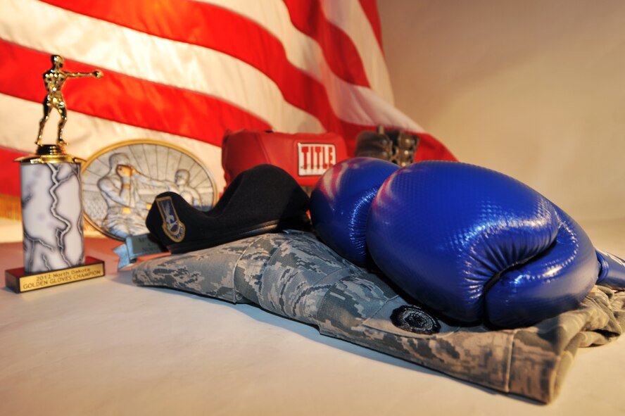 MINOT AIR FORCE BASE, N.D. --Earlier this year, Airman 1st Class Tavarus Roberts, 791st Missile Security Forces Squadron member, competed in the Golden Gloves boxing tournament and won for the state of North Dakota. Roberts is a naïve of Fort Worth, Texas. (U.S. Air Force photo/Senior Airman Brittany Y. Auld)