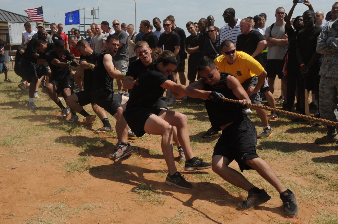 Teamwork, squadron pride, comradery and having fun were the takeaways on Saturday. The day ended with the showing of brute strength through tug-of-war. (U.S. Air Force Photo/ Felton Joshua)