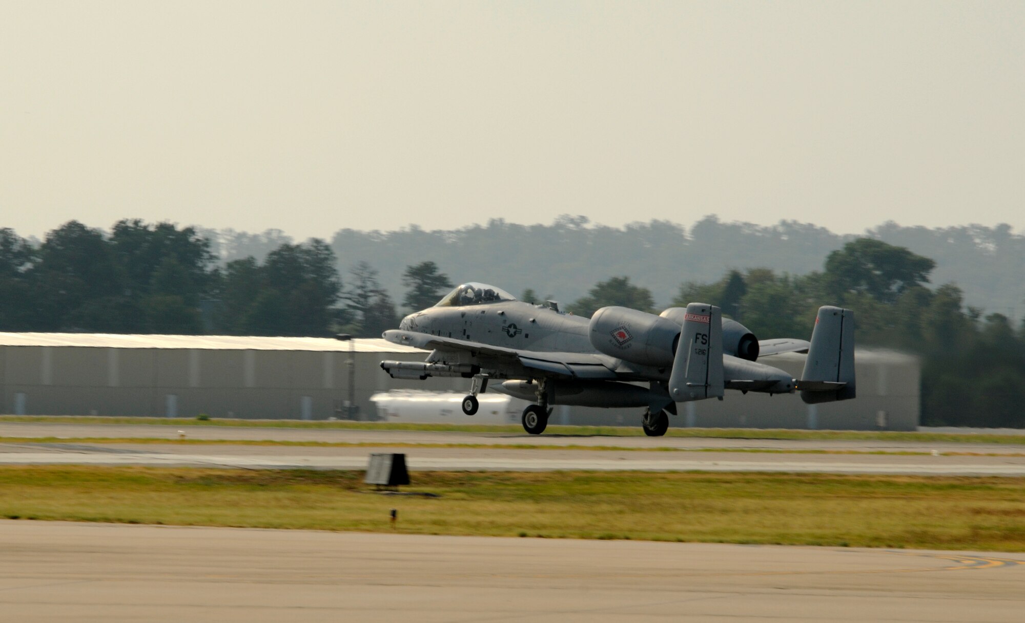 An A-10C Thunderbolt II “Warthog” takes off from the 188th Fighter Wing, an Arkansas Air National Guard unit based in Fort Smith. The A-10 was participating in a training mission. (National Guard photo by Airman 1st Class Hannah Landeros/188th Fighter Wing Public Affairs)
