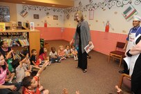 Terrye Heagerty, 902nd Force Support Squadron director, speaks with the children from the Joint Base San Antonio-Randolph Child Development Center May 18 at the JBSA-Randolph library for the kick off of the summer reading program.  (U.S. Air Force photo by Rich McFadden) 