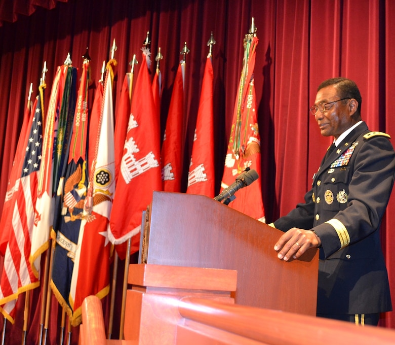 WASHINGTON -- Lt. Gen. Thomas P. Bostick addresses the audience after assuming the role as the U.S. Army Corps of Engineers commanding general and chief of engineers during a ceremony at Fort Lesley J. McNair, May 22, 2012.  