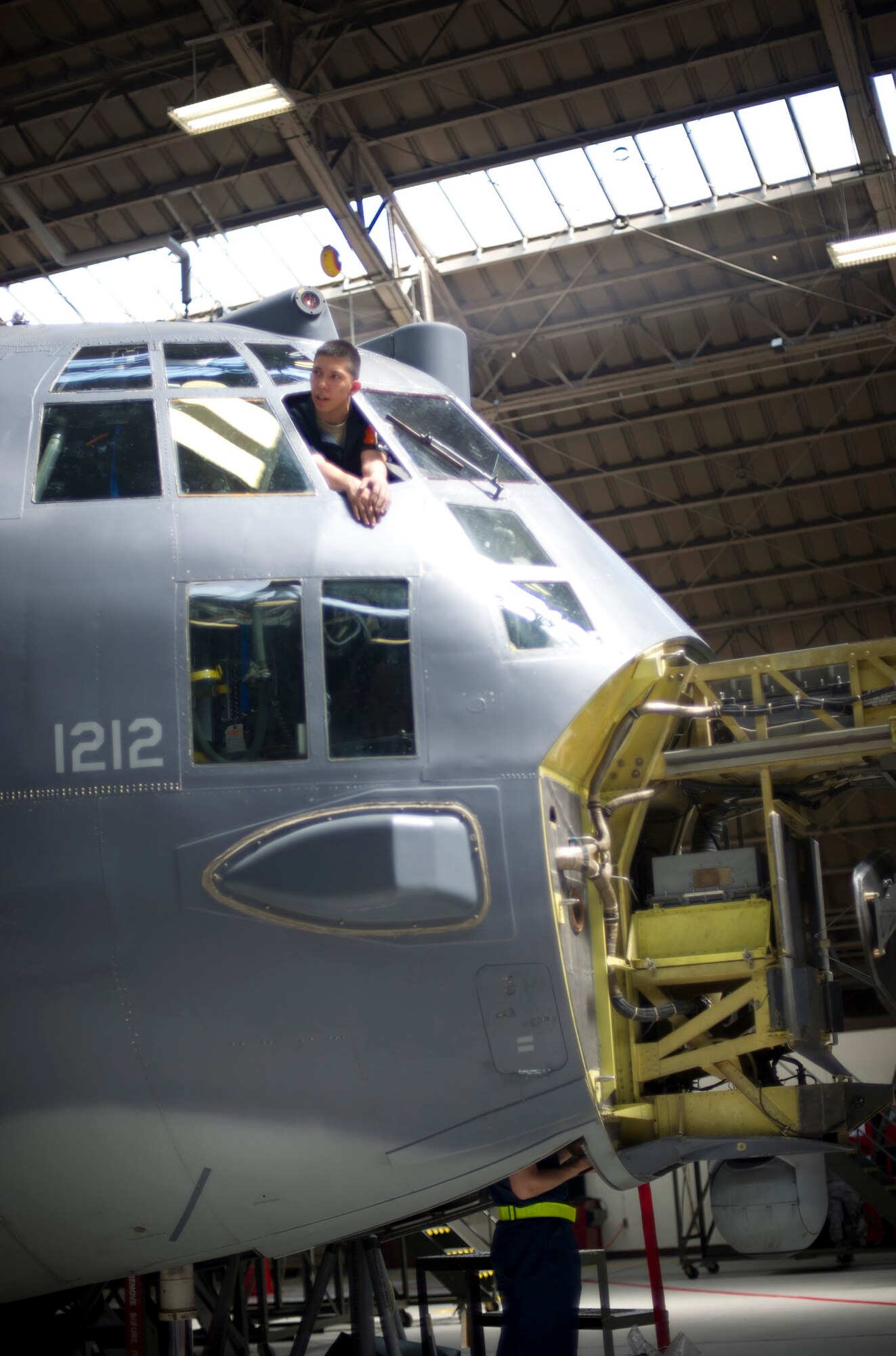 YOKOTA AIR BASE, Japan -- Senior Airman Isaac Perez, 374th Maintenance Squadron, runs throttle controls to check the rigging during an isochronal inspection on a C-130 Hercules May 14, 2012, at Yokota Air Base, Japan. The purpose of the inspection is to ensure aircraft are reliable, safe and mission ready. (U.S Air Force photo by Staff Sgt. Stacy Moless)