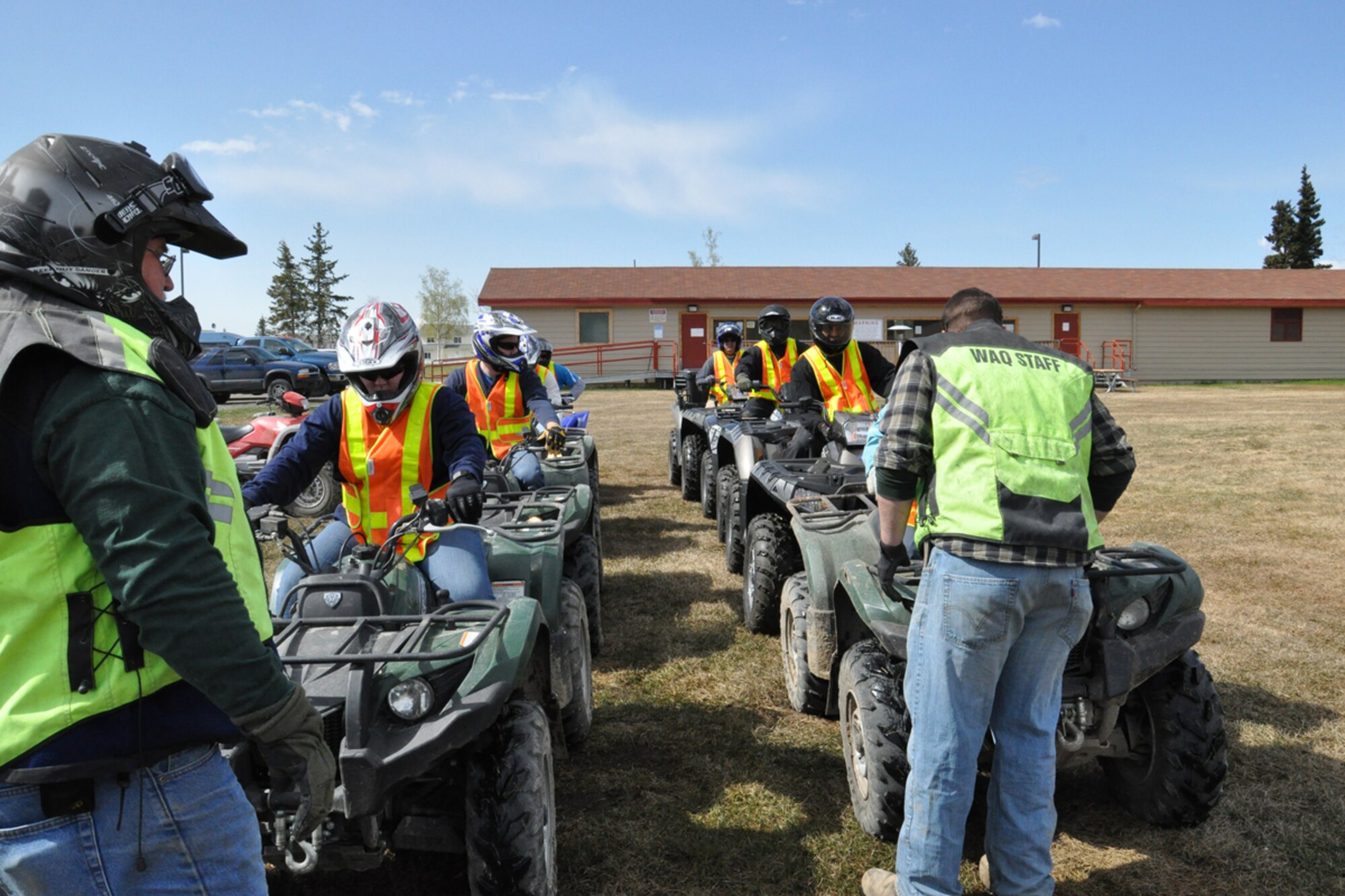 JOINT BASE ELMENDORF-RICHARDSON -- Outdoor recreation instructors Tyler Glenn and R.C. with the 673d Force Support Squadron teach students proper ATV safety at Dye's Ski Hill on May 18, 2012. Safety classes are being provided to ensure safety on base. (Photo by Airman 1st Class Omari Bernard/ JBER PA)