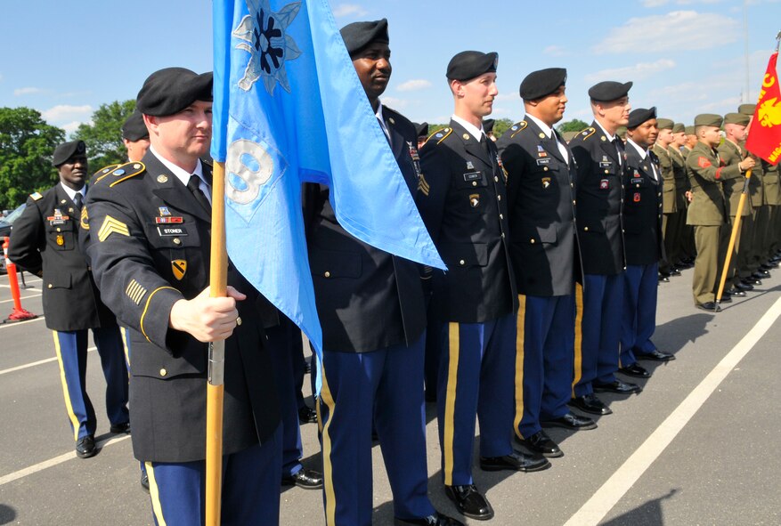 Army JSTARS participate in a Memorial Day Retreat Ceremony Wed. The retreat included representatives of every organization on base. (U. S. Air Force photo by Sue Sapp)