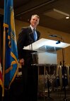 South Dakota Gov. Dennis Daugaard commends the base on its accomplishments over the past 70 years during his address at the Ellsworth 70th Anniversary Celebration Dinner in Rapid City, S.D., May 19, 2012. The event was the pinnacle of a number of events conducted throughout the week celebrating the base’s colorful 70-year history. (U.S. Air Force photo by Airman 1st Class Alystria Maurer/Released)