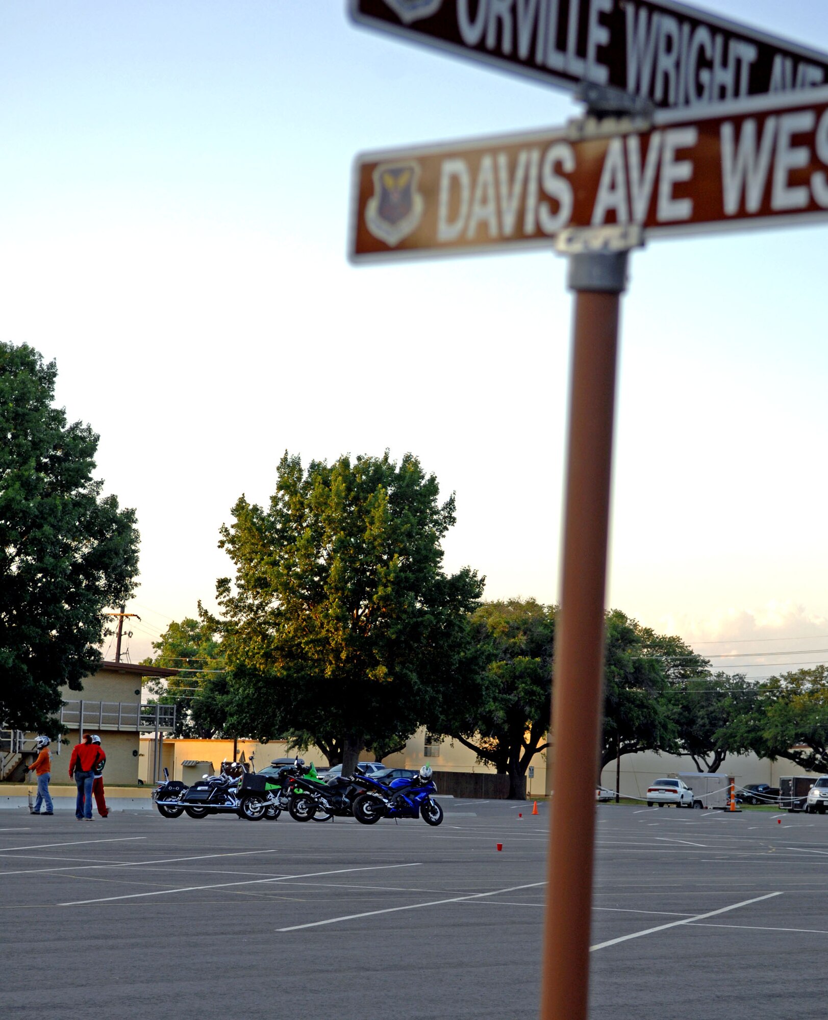 A group of riders from Barksdale Air Force Base, La., meets at the motorcycle safety range here to practice and mentor together May 21.  The motorcycle range is now open during daylight hours for motorcycle riders to practice their riding in a safe and controlled environment. (U.S. Air Force photo/Staff Sgt. Jason McCasland)(RELEASED)