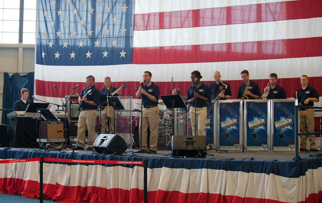 The U.S. Air Force Heartland of America Band “Raptor” set the tone for Ellsworth’s 70th Anniversary Kick-Off Party at Ellsworth Air Force Base, S.D., May 18, 2012. Ellsworth celebrated its 70th Anniversary with a weekend of events that in addition to the Kick Off included a golf tournament, Heritage Day at the South Dakota Air and Space Museum, a special celebration dinner, and a free concert for the community by the U.S. Air Force Heartland of America Band’s “Raptor”. (U.S. Air Force photo by Airman 1st Class Zachary Hada/Released)