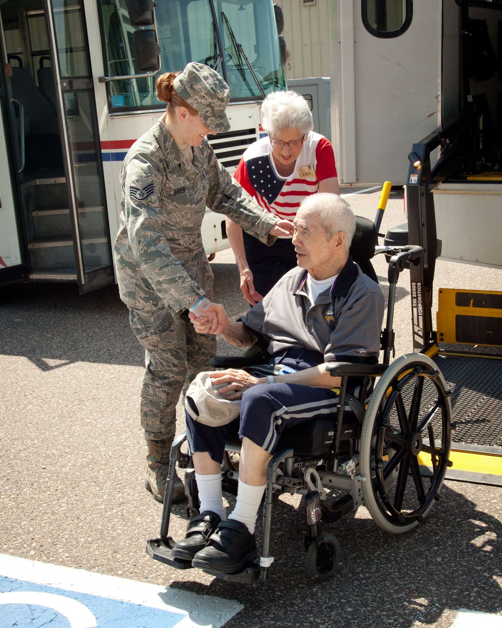 The 934th Airlift Wing hosts residents of the Minnesota Veterans Homes in Minneapolis and Hastings for the annual Take a Vet to Lunch.  Veterans join members of the 934 AW for an afternoon of lunch, conversation, and tours at the Minneapolis-St. Paul Air Reserve Station, Minn.  (U.S. Air Force Photo/Shannon McKay)