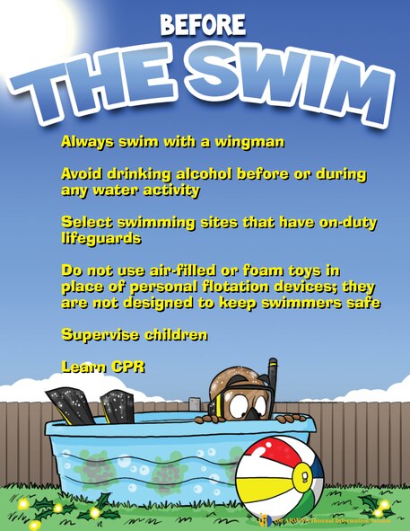 This safety informational poster is part of a series produced for the Playing it Safe this Summer campaign. (U.S. Air Force graphic by Staff Sgt. Austin May)