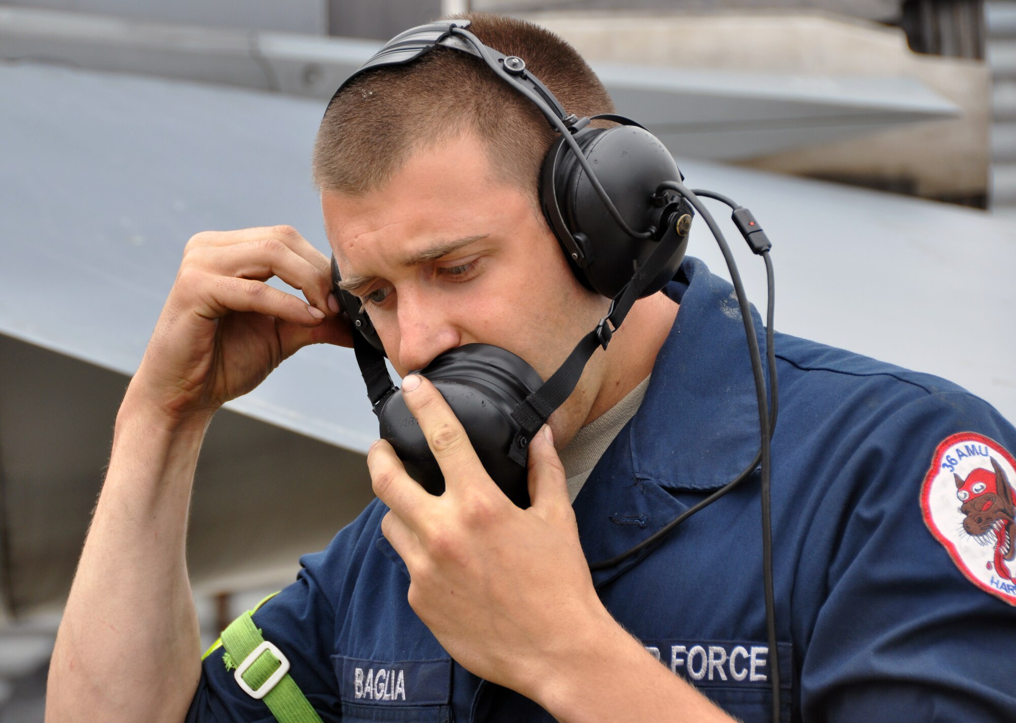 Airman 1st Class Kyle Baglia, 36th Aircraft Maintenance Unit F-16 crew chief, speaks to the pilot of his assigned aircraft during his preflight inspection at Gwangju Air Base, Republic of Korea, May 16, 2012. When preparing an aircraft for flight, crew chiefs ensure proper fluid levels, provide maintenance, check the aircraft for serviceability, update preflight forms for their aircraft as well as make any changes that a pilot needs before their flight. Baglia has been working as a crew chief at Osan Air Base since January. (U.S Air Force photo/Airman 1st Class Michael Battles)