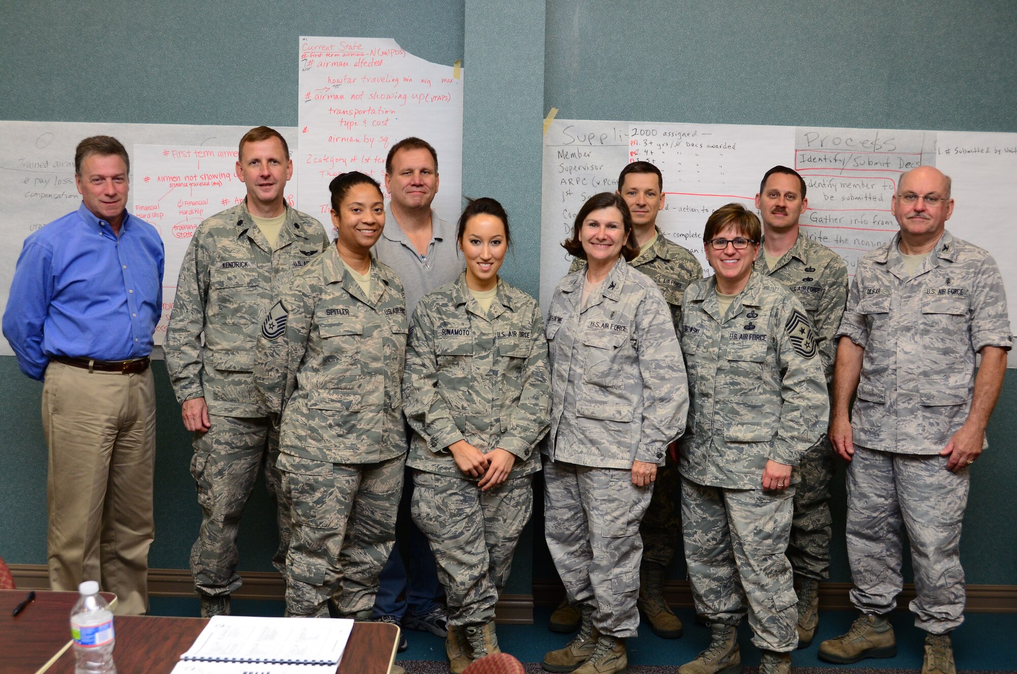 WRIGHT-PATTERSON AIR FORCE BASE, Ohio – Reservists from the 445th Airlift Wing participated in Air Force Smart Operations for the 21st Century (AFSO 21) Lean Six Sigma Green Belt facilitator training May 9. The purpose of the training is to develop individuals to lead process improvements and teach participants to effectively use tools like Six Sigma, which is a method to eliminate variation and standardize a process and lean initiatives designed to eliminate waste or non-value added steps from a process. (U.S. Air Force photo/Staff Sgt. Mikhail Berlin)