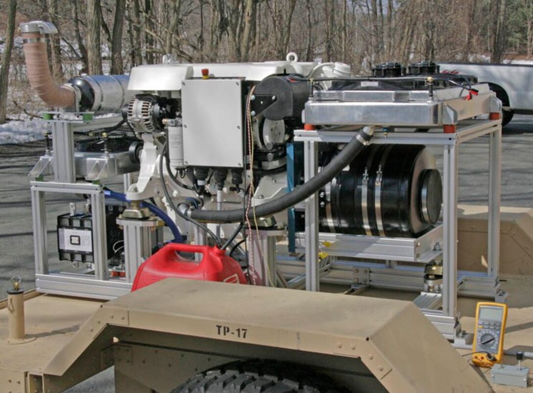 This 100 kW generator is light and compact enough to be towed by a Humvee, yet sturdy enough to be transported off road. The variable engine speed potentially allows for a 20-percent fuel reduction. (Courtesy photo)