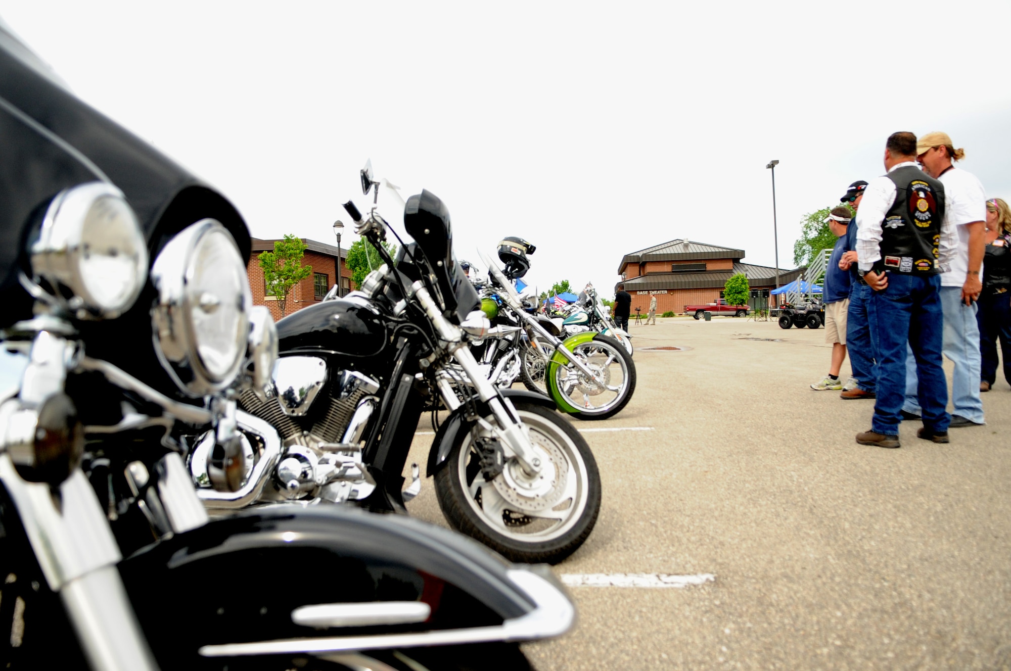 Community residents look at motorcycles during a Motorcycle Rally and Safety Fair on Grand Forks Air Force Base, N.D., May 23, 2012. (U.S. Air Force photo by Staff Sgt. Amanda N. Grabiec)