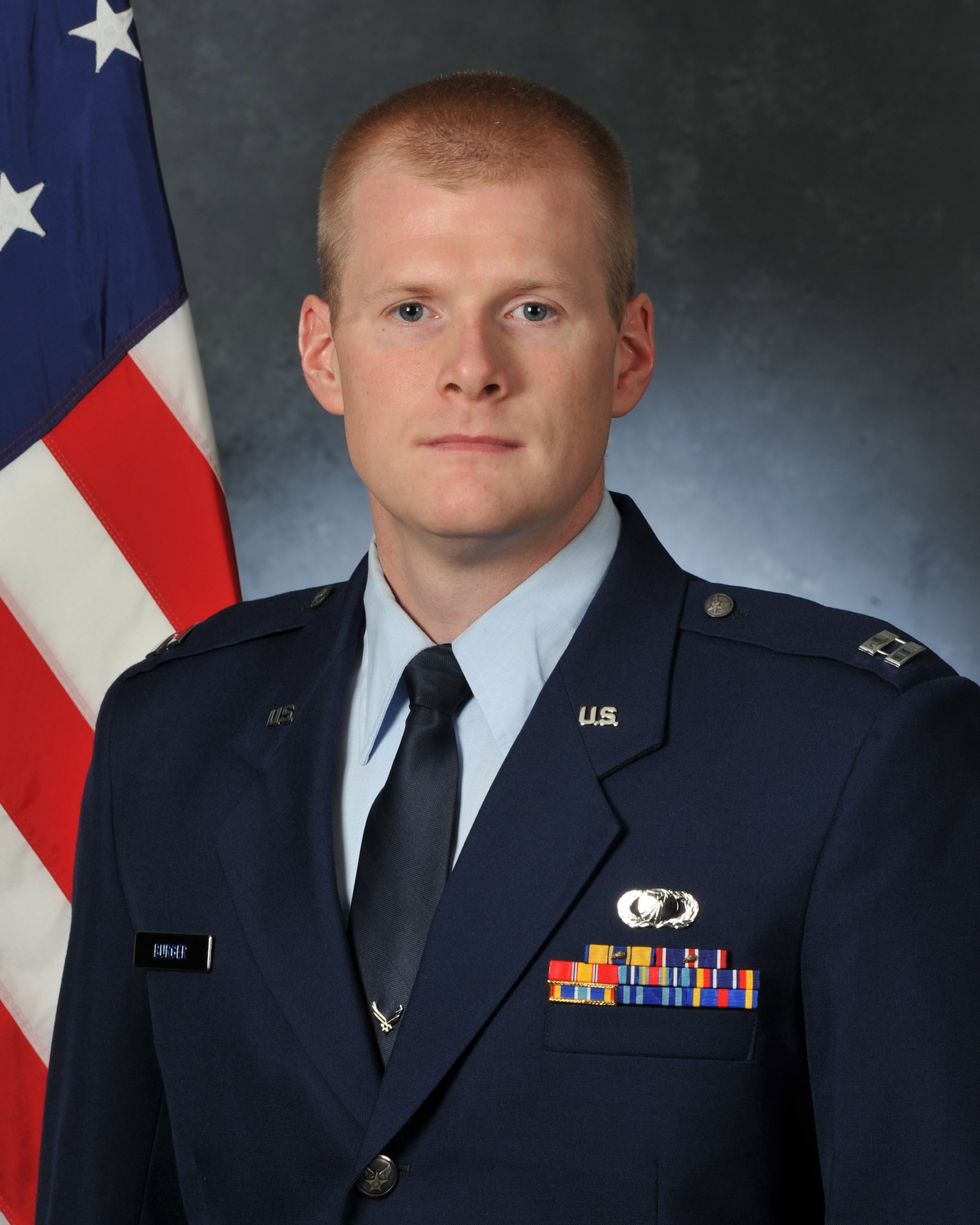 Official photo of Capt. Joshua A. Burger, systems engineer with the Air Force Technical Applications Center, Patrick AFB, Fla.  (U.S. Air Force photo)