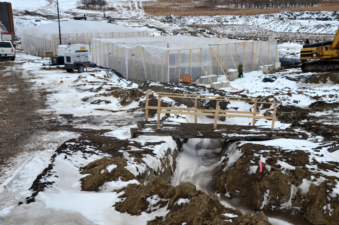 ST. PAUL, Minn. — The U.S. Army Corps of Engineers St. Paul District spent the winter constructing an 800-foot control structure at Tolna Coulee to regulate the amount of water that would flow through the coulee from Devils Lake into the Sheyenne River.
