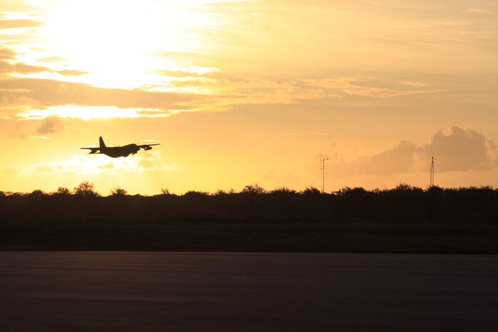 A KC-130J takes off from West Field Runway May 27 during Exercise Geiger Fury 2012. Marine Aircraft Group 12 participated in the exercise, especially significant because this is the first time in nearly 60 years Marines have landed aircraft on Tinian.