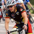 Capt. Jonathan Disbro of San Jose, Calif., gets out front early and sets a quick pace in the 30 kilometer men‚s  cycling event at the 2012 Warrior Games in Colorado Springs, Colo., May 1. Disbro finished the day with a silver medal helping to increase the All-Marine cycling teams total to six for the day; two gold, three silver and one bronze.  The Warrior Games continue through May 5.