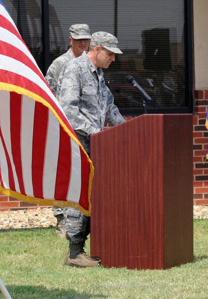 U.S. Air Force Col. Walter Ward, 317th Airlift Group commander, addresses 317th AG airmen during a Memorial Day ceremony May 24, 2012, at Dyess Air Force Base, Texas. Memorial Day is a day of remembering the men and women who died while serving in the United States Armed Forces. Formerly known as Decoration Day, it originated after the American Civil War to commemorate the Union soldiers who died in the Civil War. By the 20th century Memorial Day had been extended to honor all Americans who have died in all wars. (U.S. Air Force photo by Airman 1st Class Charles V. Rivezzo/ Released)