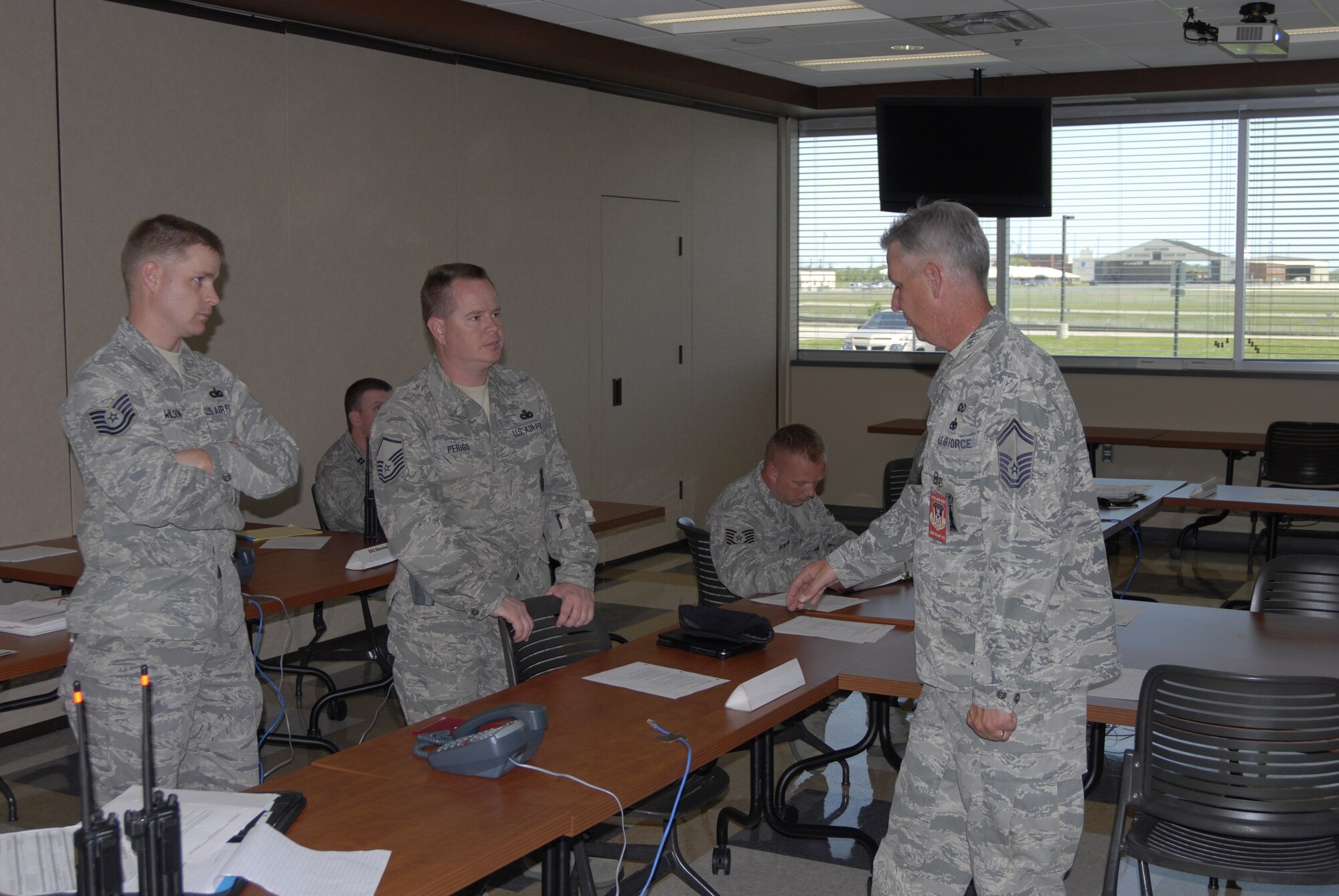 Servicemembers from the 110th Airlift Wing conduct a Massive Accident Response Exercise (MARE) is for training purposes at Battle Creek Air National Guard Base, Battle Creek, Mich. on May 15, 2012. There were members from all groups that participated in the exercise. 