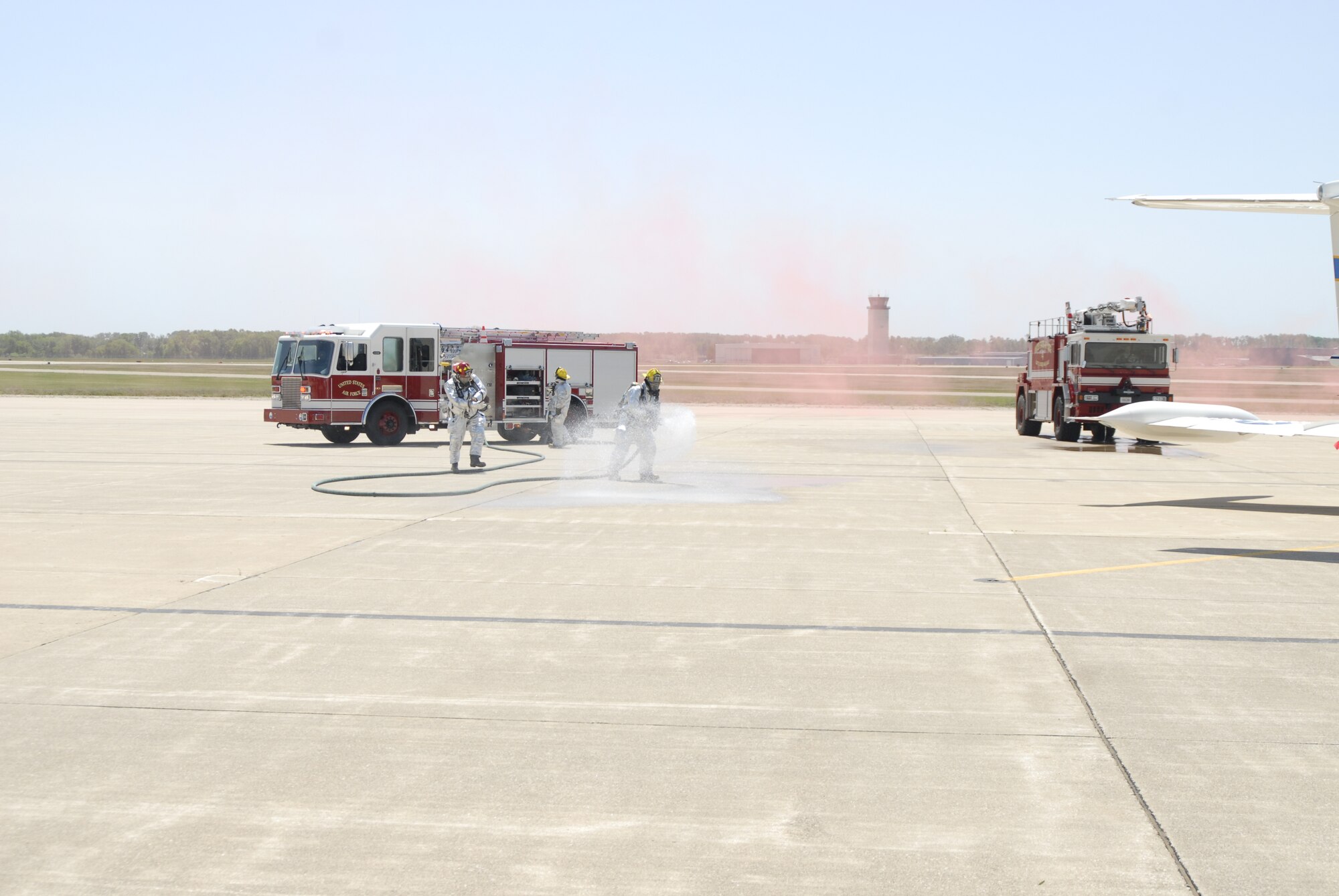 Servicemembers from the 110th Airlift Wing conduct a Massive Accident Response Exercise (MARE) is for training purposes at Battle Creek Air National Guard Base, Battle Creek, Mich. on May 15, 2012. There were members from all groups that participated in the exercise. 