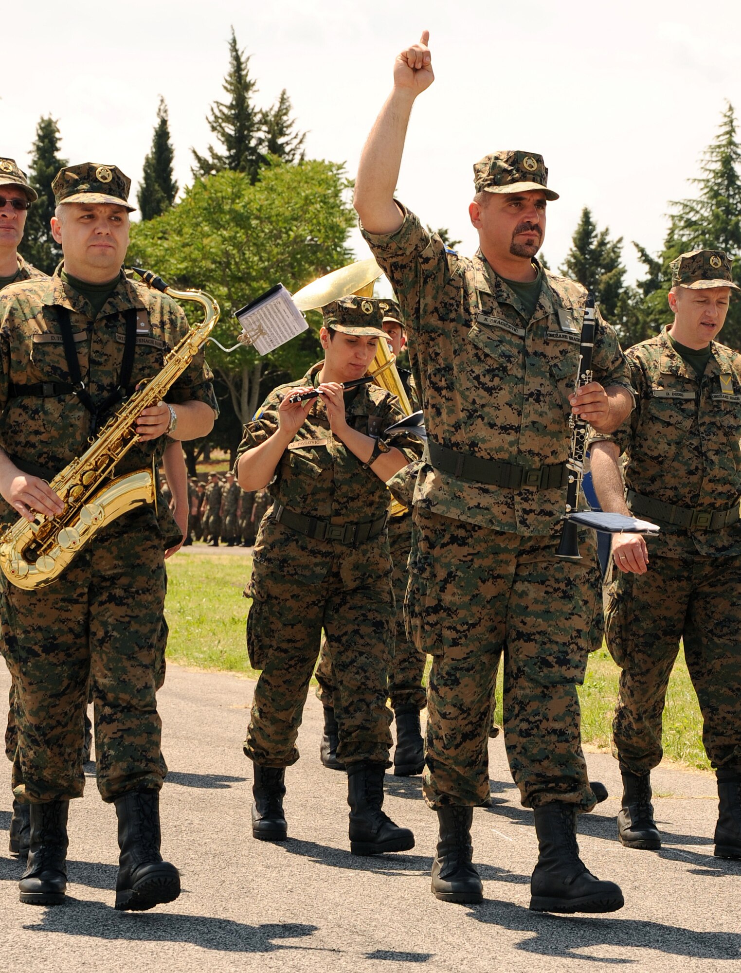 The Bosnian-Herzegovinian Military Orchestra plays music during the Shared Resilience 2012 opening ceremony here May 28, 2012. More than 500 military members from nine nations are participating in the annual U.S. Joint Chiefs of Staff sponsored exercise May 28 - June 8. The goal of the exercise is to strengthen interoperability, facilitate training in crisis response and disaster management, and validate the readiness of deployable military medical and humanitarian assistance teams. The exercise, in the spirit of partnership for peace, directly supports U.S. European Command's theater cooperation efforts and strategy for active security with European countries.