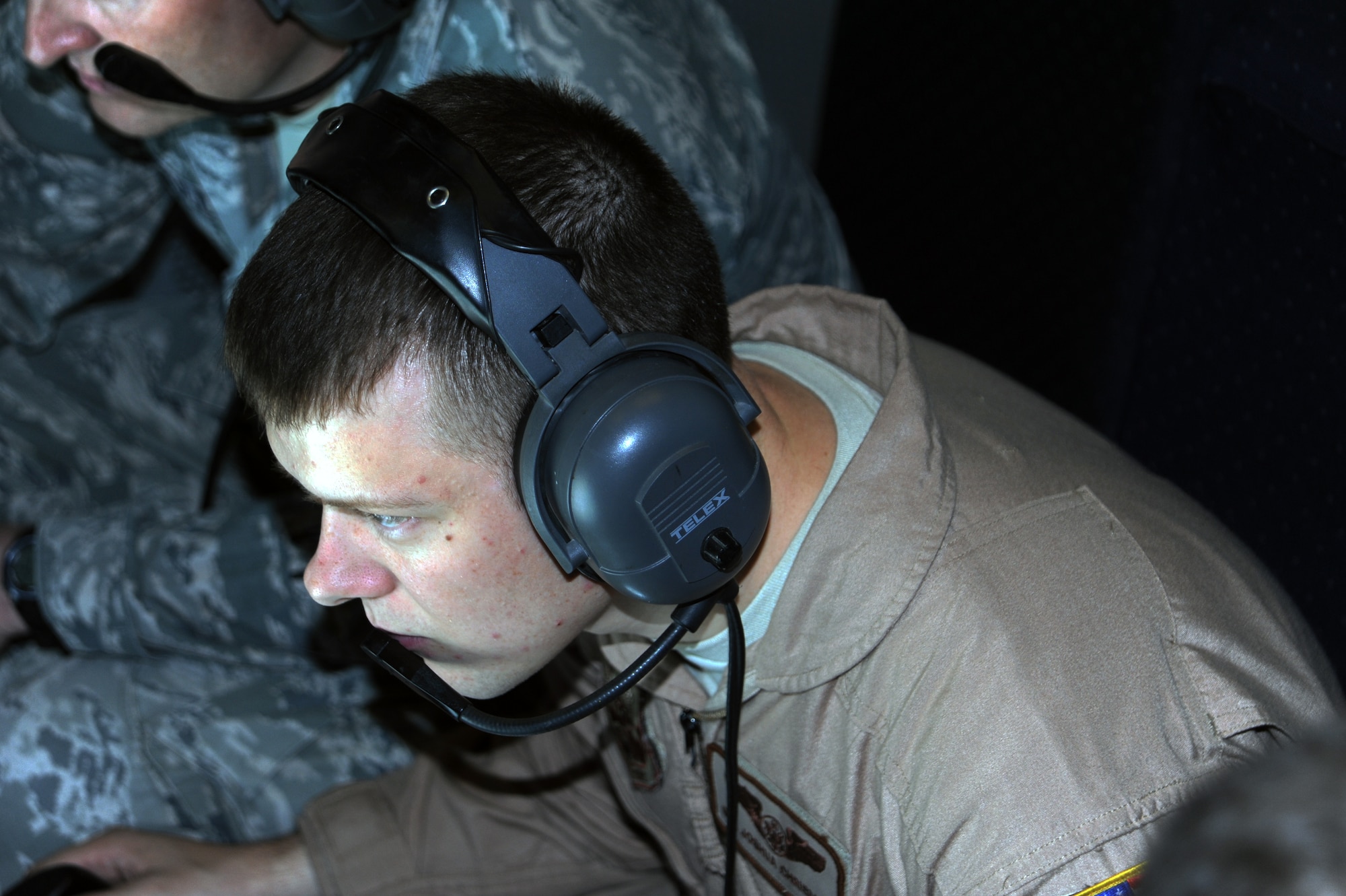 SOUTHWEST ASIA - Senior Airman Joshua Chrisman refuels a KC-10 Extender on its way to support aircraft flying Operation Enduring Freedom missions May 11, 2012. Chrisman, deployed from Joint Base McGuire-Dix-Lakehurst, N.J., to the 908th Expeditionary Air Refueling Squadron, is a two-year Air Force veteran and Air Force "brat." (U.S. Air Force photo/Staff Sgt. J.G. Buzanowski)