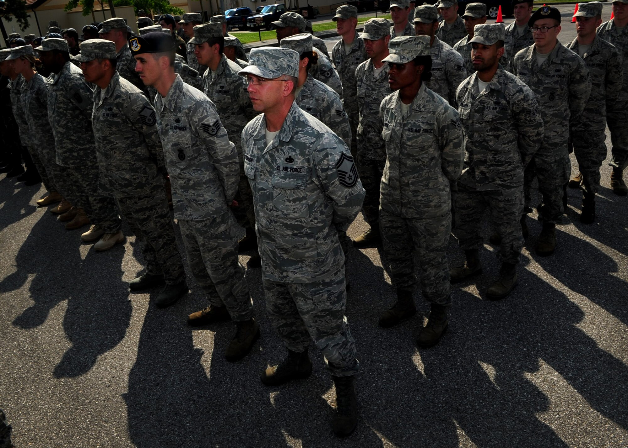 Airmen from the 31st Fighter Wing participate in a retreat formation during a Memorial Day ceremony May 25 at Aviano Air Base, Italy.  Memorial Day was formerly known as Decoration Day which originated after the American Civil War to commemorate the Union soldiers who died. (U.S. Air Force photo by Staff Sgt. Evelyn Chavez)
