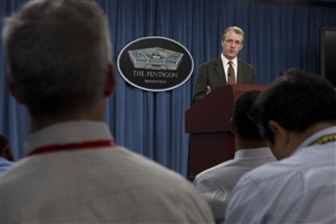Acting Assistant Secretary of Defense for Public Affairs George Little briefs the Pentagon press corps in Arlington Va., May 29, 2012. 