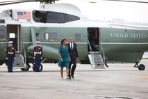 President Barack Obama and First Lady Michelle Obama depart from JFK International Airport in New York, N.Y.