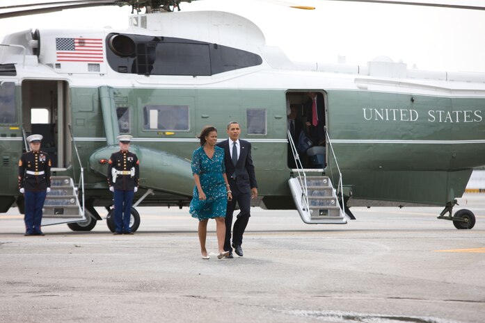 President Barack Obama and First Lady Michelle Obama depart from JFK International Airport in New York, N.Y.