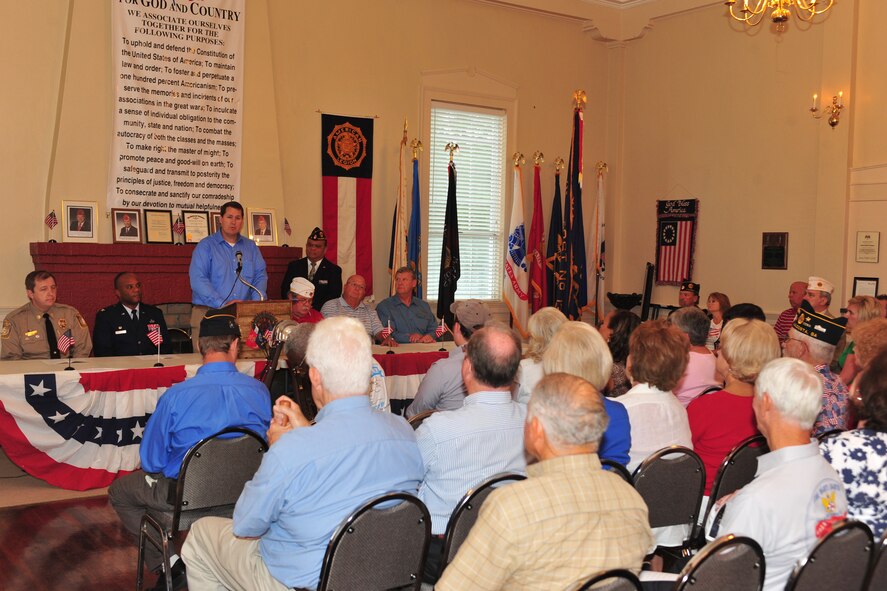 Lowndes County District II Commissioner Richard Raines speaks about freedom and the importance of Memorial Day on May 28, 2012, in Valdosta, Ga. Raines said he is thankful to all who have fought to keep America free. (U.S. Air Force photo by Staff Sgt. Stephanie Mancha/Released)