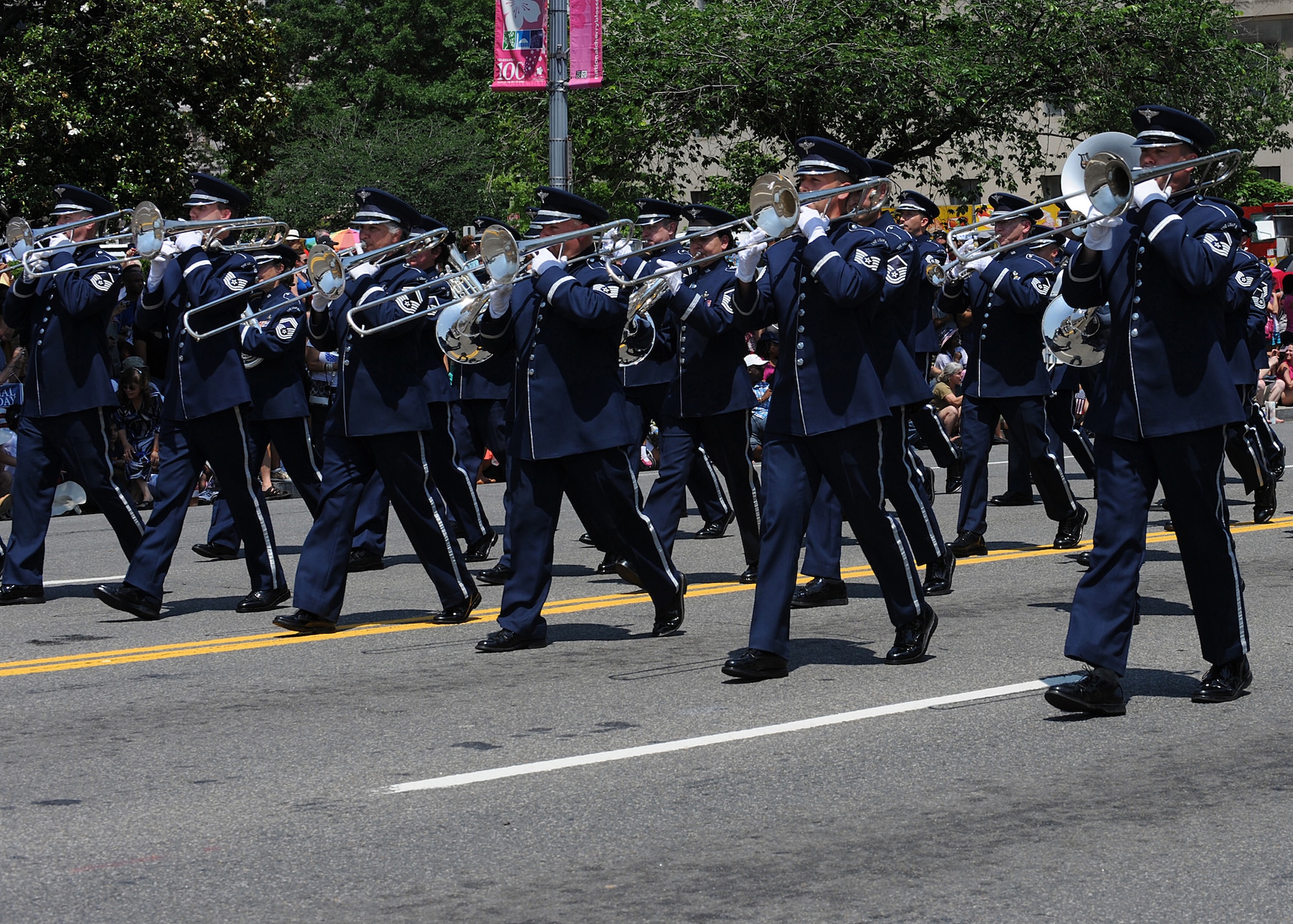 The United States Air Force Band performs during the National Memorial Day Parade, May 28, 2012 in Washington D.C. The annual National Memorial Day Parade is an opportunity for thousands of patriotic Americans to come together and honor those who have sacrificed so much in service to our country.