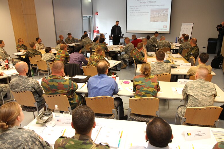 WIESBADEN — More than 50 students from six NATO countries attended a four-day engineering course, the week of May 15 at the Wiesbaden Entertainment Center, designed to teach the basic development, planning, execution, and closure processes of a base camp downrange.