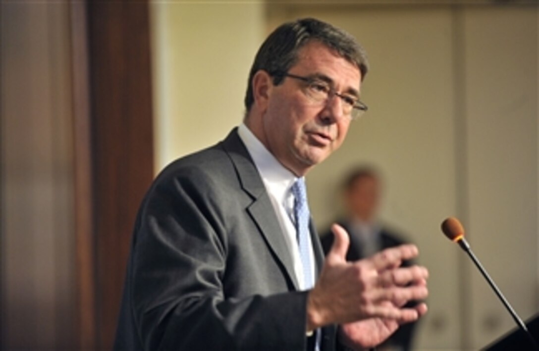 Deputy Secretary of Defense Ashton B. Carter delivers remarks concerning budget priorities for 21st century defense at the American Enterprise Institute, Washington, D.C., on May 30, 2012. 