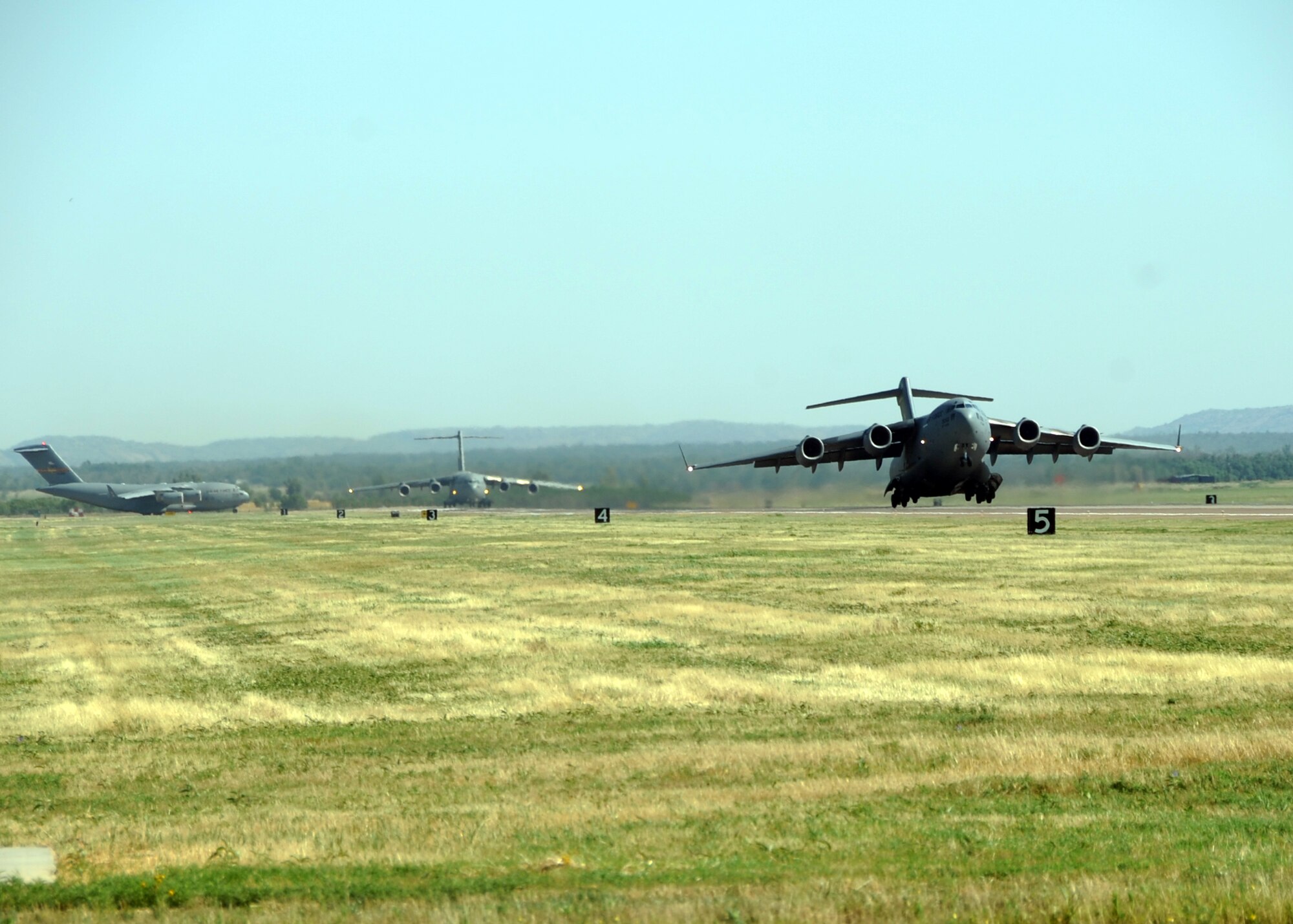 ALTUS AIR FORCE BASE, Okla. – A C-17 Globemaster III from the 58th Airlift Squadron,  takes off for the Air Mobility Air Force Exercise at Nellis AFB, Nev., May 23, 2012. More than 60 tanker and airlift aircraft from across the country along with more than 25 fighter aircraft participated in the MAFEX, which is sponsored by the U.S. Air Force Weapons School at Nellis, AFB. (U.S. Air Force photo by Airman 1st Class Franklin R. Ramos / 97th Air Mobility Wing / Released)