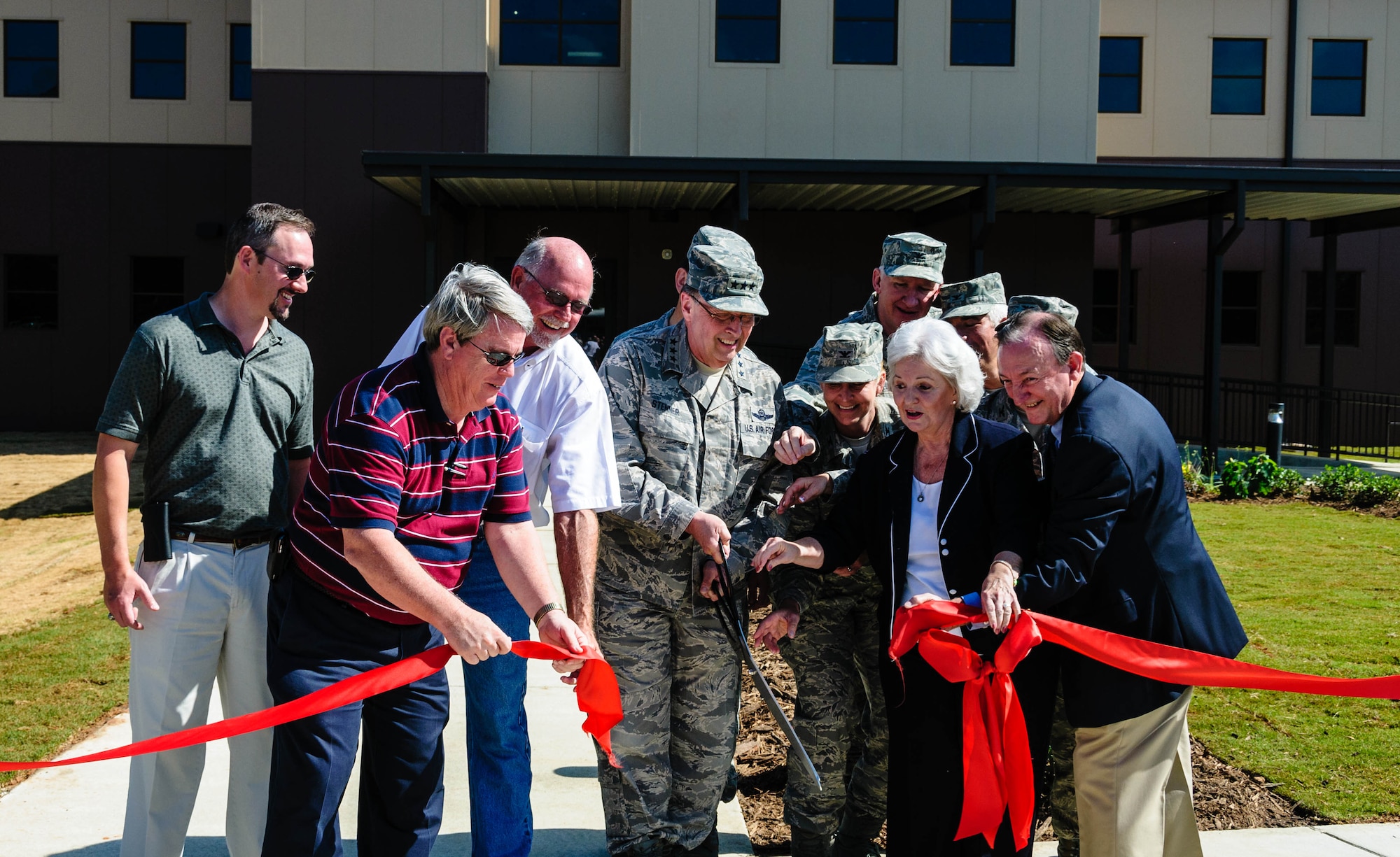 Gen. Charles E. Stenner, commander of Air Force Reserve Command, cuts the ribbon officially opening the AFRC Modular Facility on Robins Air Force Base, Ga., May 30, 2012. (U.S. Air Force photo by Staff Sgt. Alexy Saltekoff)
