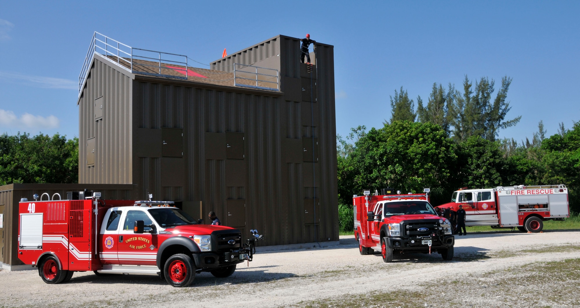 The 482nd Fire Department cut the ribbon on its new Class A burn facility at Homestead Air Reserve Base, May 30.  The burn facility is used for live fire, search and rescue, technical rescue training, as well as several other functions. (U.S. Air Force photo/Ross Tweten)