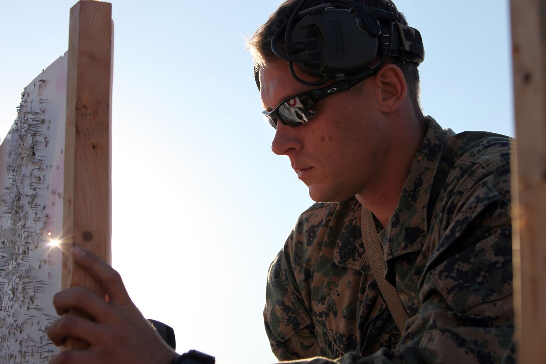 Sgt. Joseph Swartz, with Special-Purpose Marine Air-Ground Task Force Africa, marks a target at the Tier 1 Group Training Facility in Crawfordsville, Ark., Oct. 23, 2012. The Marines and Sailors of Special-Purpose MAGTF Africa learned how to operate and maintain various foreign weapons in preparation for their upcoming deployment.