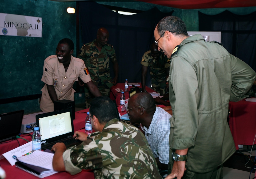 DAKAR, Senegal -- Students from the second iteration of Military Intelligence Non-Commissioned Officer’s Course- Africa, representing six African partner nations, work together to analyze simulated intelligence information released to them to test their interoperability as one team. MINOC-A II, a seven-week course that was held here, is the first iteration of the course on the continent of Africa and enhances capacity for intelligence skills and techniques while providing a combined-forces environment to promote collaboration methods with the region’s military-intelligence community. Countries that participated in MINOC-A II include the nations of Algeria, Burkina Faso, Chad, Mauritania, Tunisia, Senegal, Canada and the U.S. 