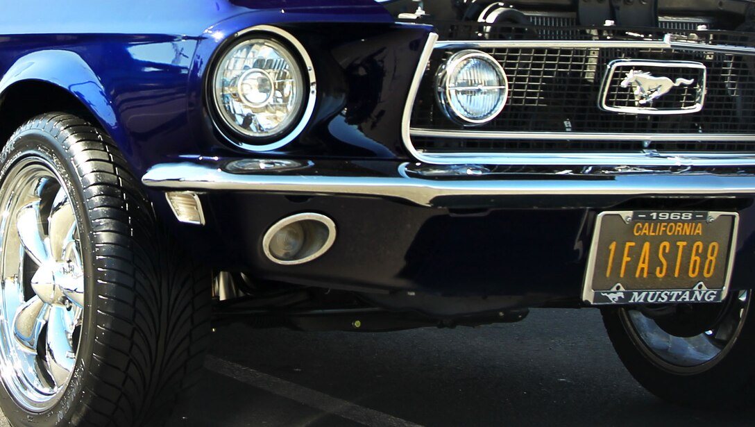 A blue 1968 Mustang sits on display at the 4th Annual Commanding General’s Car and Bike Show at the Marine Corps Exchange parking lot Oct. 20, 2012.