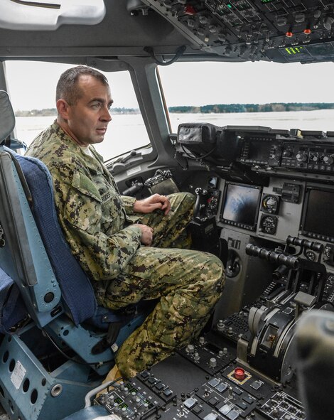 Command Master Chief Mark Rudes tours the cockpit of a C-17 Globemaster III aircraft, Oct. 29, 2012, at Joint Base Lewis-McChord, Wash. Rudes is the Pacific Command senior enlisted advisor, responsible for developing senior enlisted partnerships among the various branches of service in 36 countries. (U.S. Air Force photo/Staff Sgt. Sean Tobin)