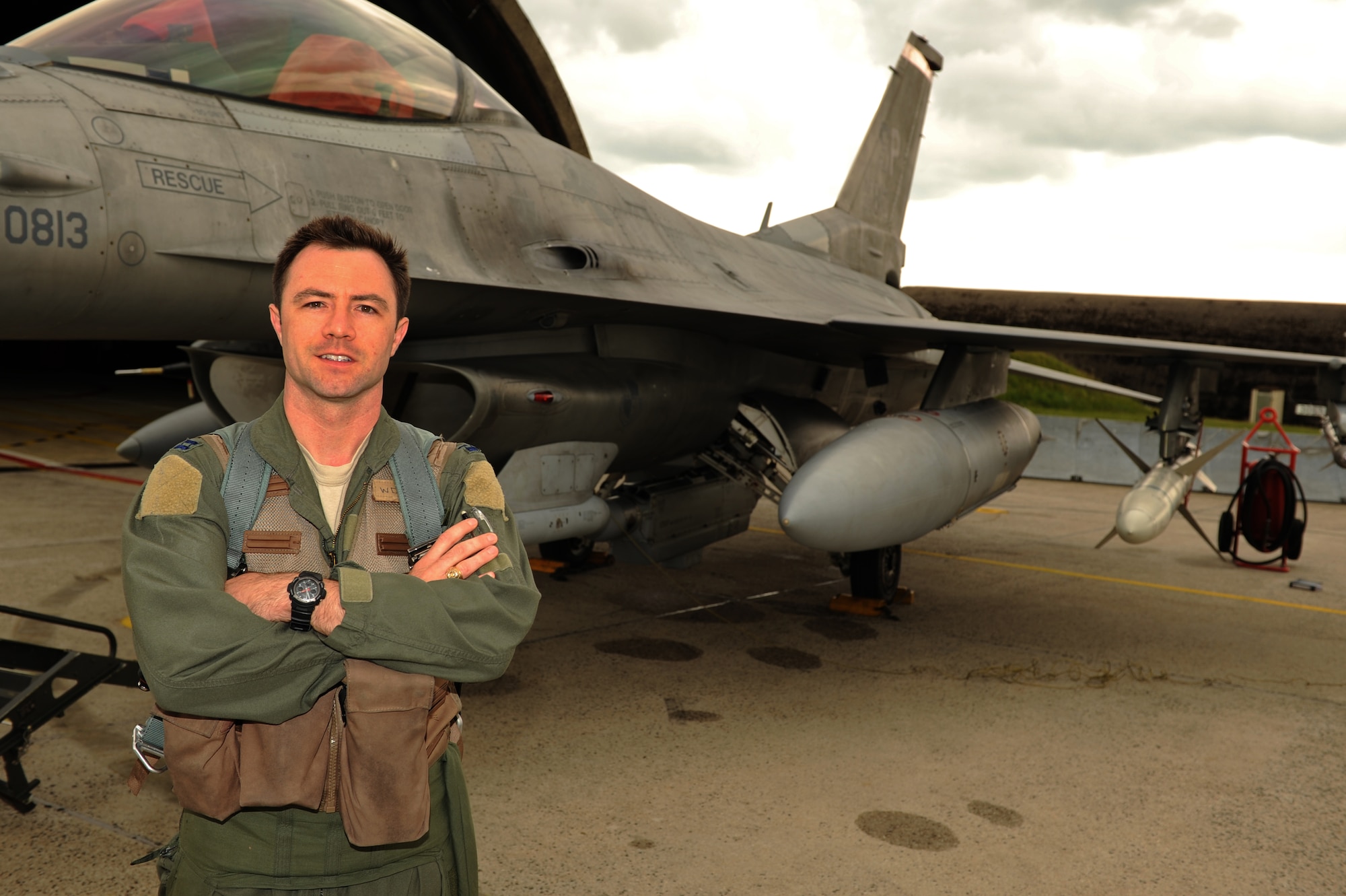 Capt. Jordan N. Hans, assigned to the 480th Fighter Squadron, Spangdahlem Air Base, Germany, recently received an Aviation Well Done Award for  outstanding airmanship that prevented a serious flight mishap. (U.S. Air Force photo)