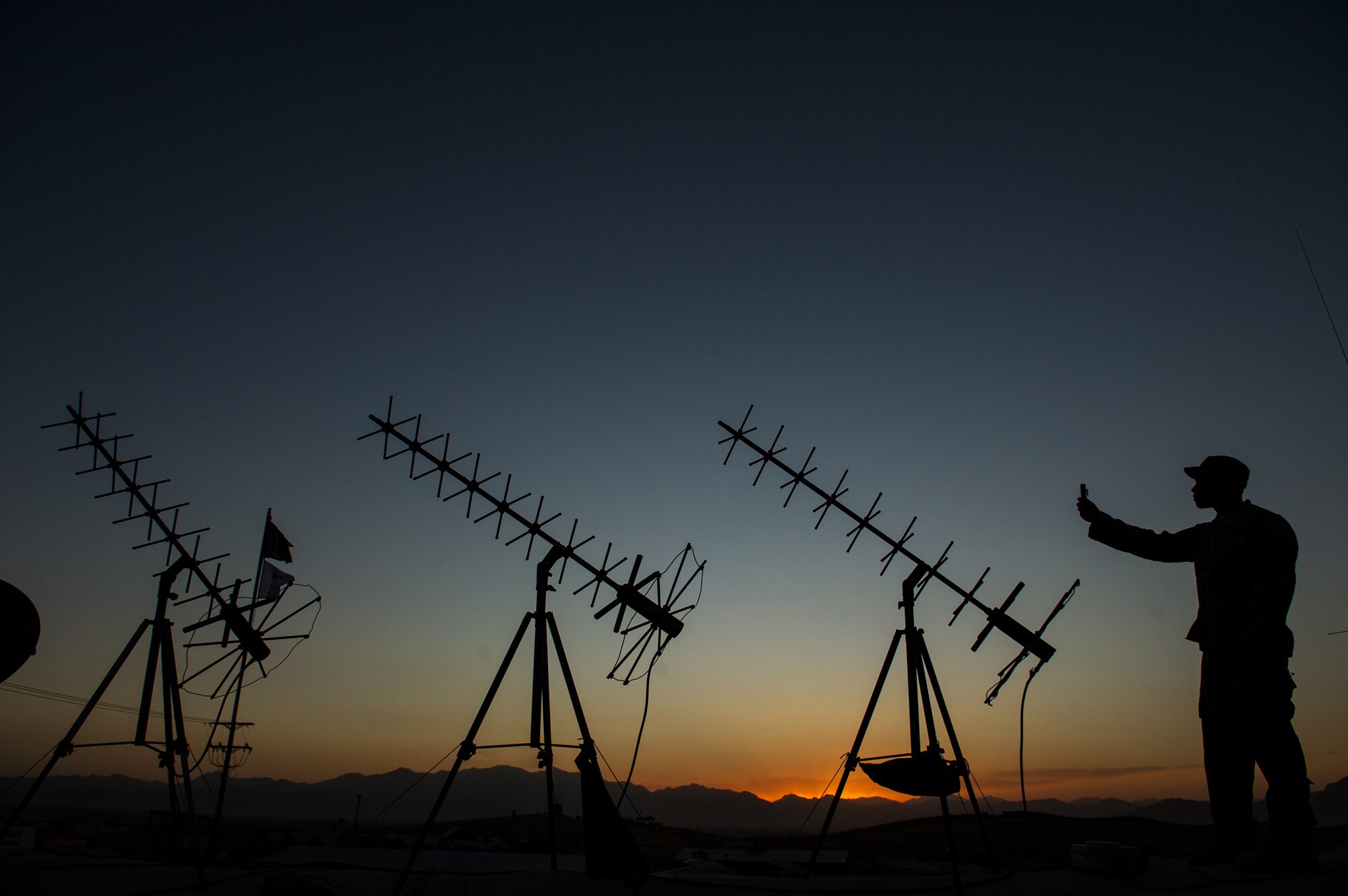 U.S. Air Force Tech. Sgt. Omar Nurse, battlefield weather forecaster, 19th Expeditionary Weather Squadron, uses a kestrel to check if current weather conditions match the main weather sensor data on Oct. 7, 2012, at Forward Operating Base Shank, Afghanistan. The 19th EWS provides Army ground commanders with accurate and real-time weather conditions and offers alternative options to help commanders make informed decisions on combat operations. (U.S. Air Force photo/Staff Sgt. Jonathan Snyder)