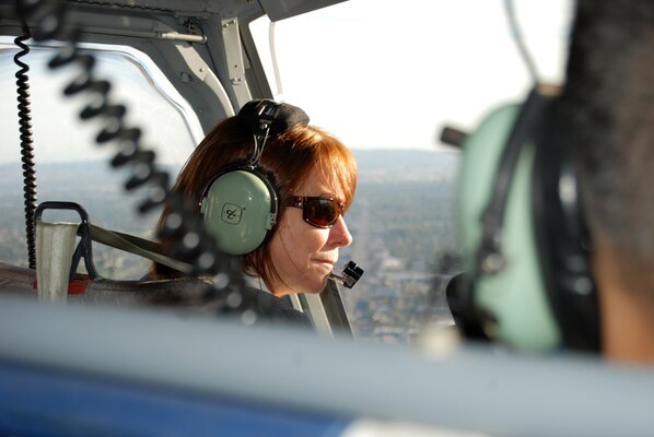 Jo-Ellen Darcy, Assistant Secretary of the Army for Civil Works, views civil works projects during an Oct. 23 helicopter flight along California’s southern coast as part of her visit to the U.S. Army Corps of Engineers Los Angeles District.