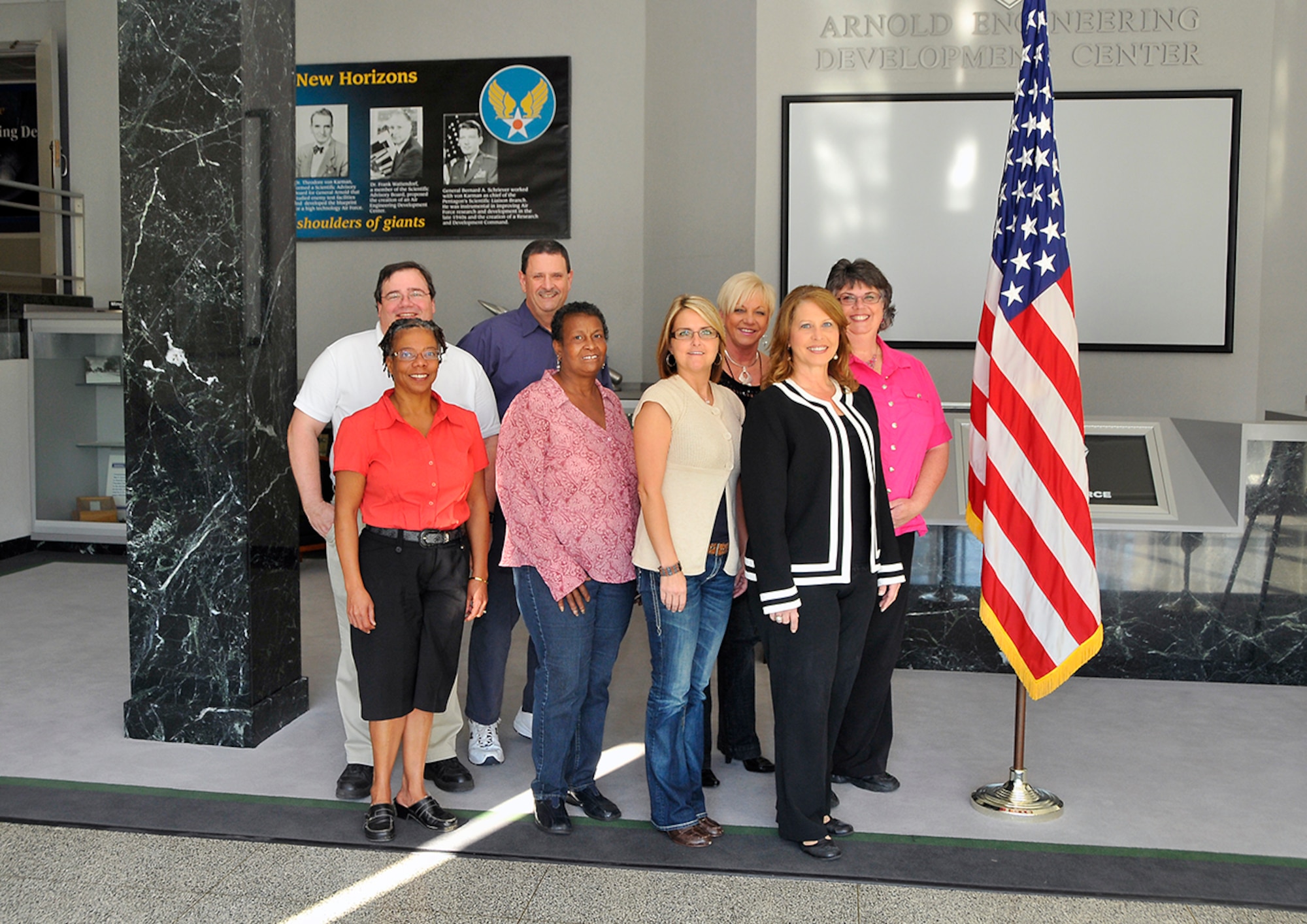 Newly elected officers of ATA’s Employee and Community Activities Committee (ECAC) are (from left to right, front row): Shewanda McCord, treasurer; Patricia Reynolds, secretary; Christy Brunner, vice president; and Cindi Marshall, president. Committee chairpersons are (from left to right, back row): Chris Bird, Angel Tree committee; Ted Boswell, Athletic committee; Phyllis Lafferty, Social committee; and Janet Feller, Angel Tree committee. (Photo by Jackie Cowan)