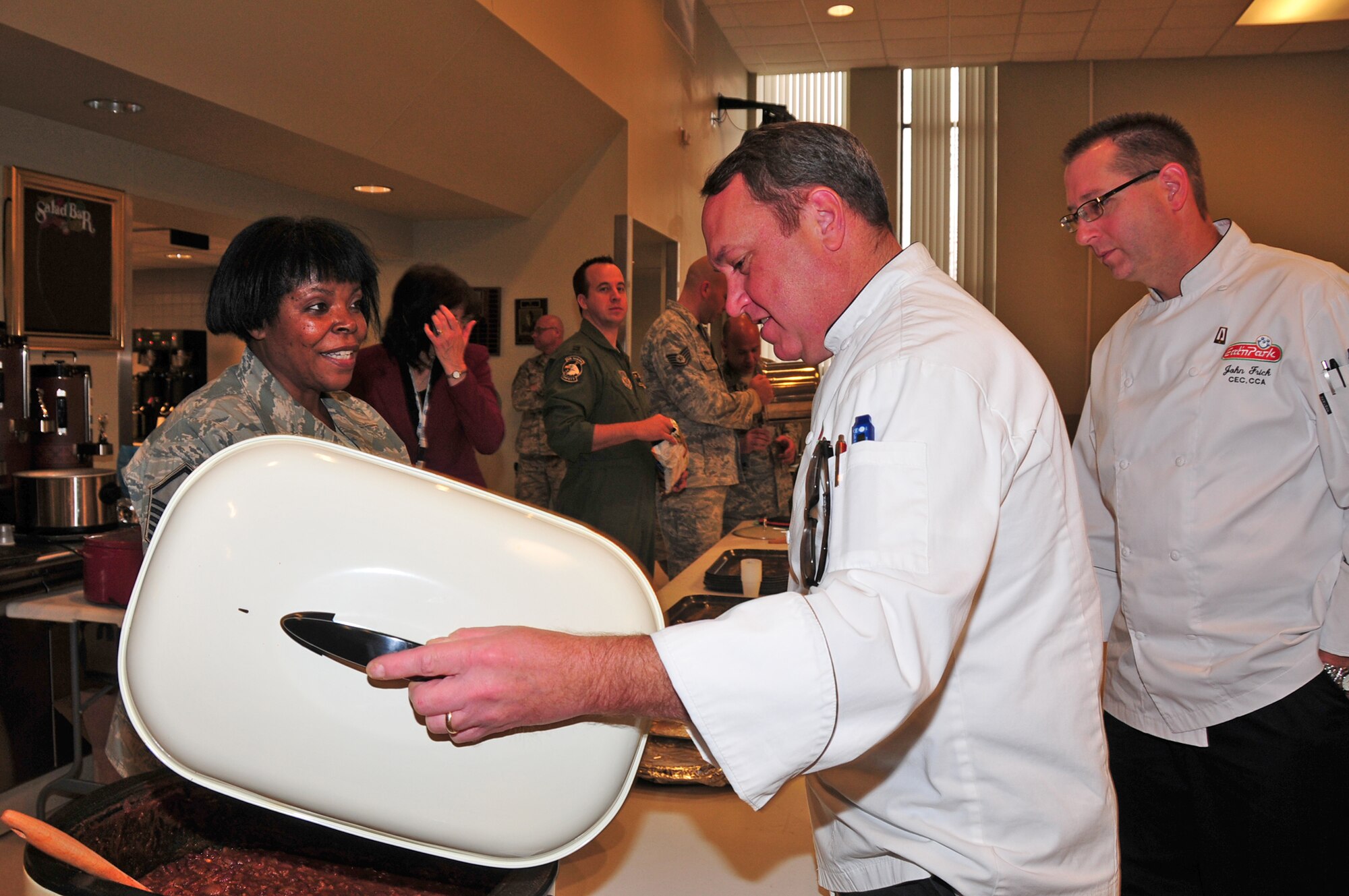 The 171st Air Refueling Wing celebrates the official kickoff of the Combined Federal Campaign with the third annual chili cook-off November 1. Ten unit members compete with each other for the best tasting chili honor and unit members talk with visiting charities which represent local participants in the Combined Federal Campaign. For the first time, guest judges, corporate chefs from Eat' n Park, join unit members to select the best chili. (National Guard photo by Master Sgt. Ann Young/released)