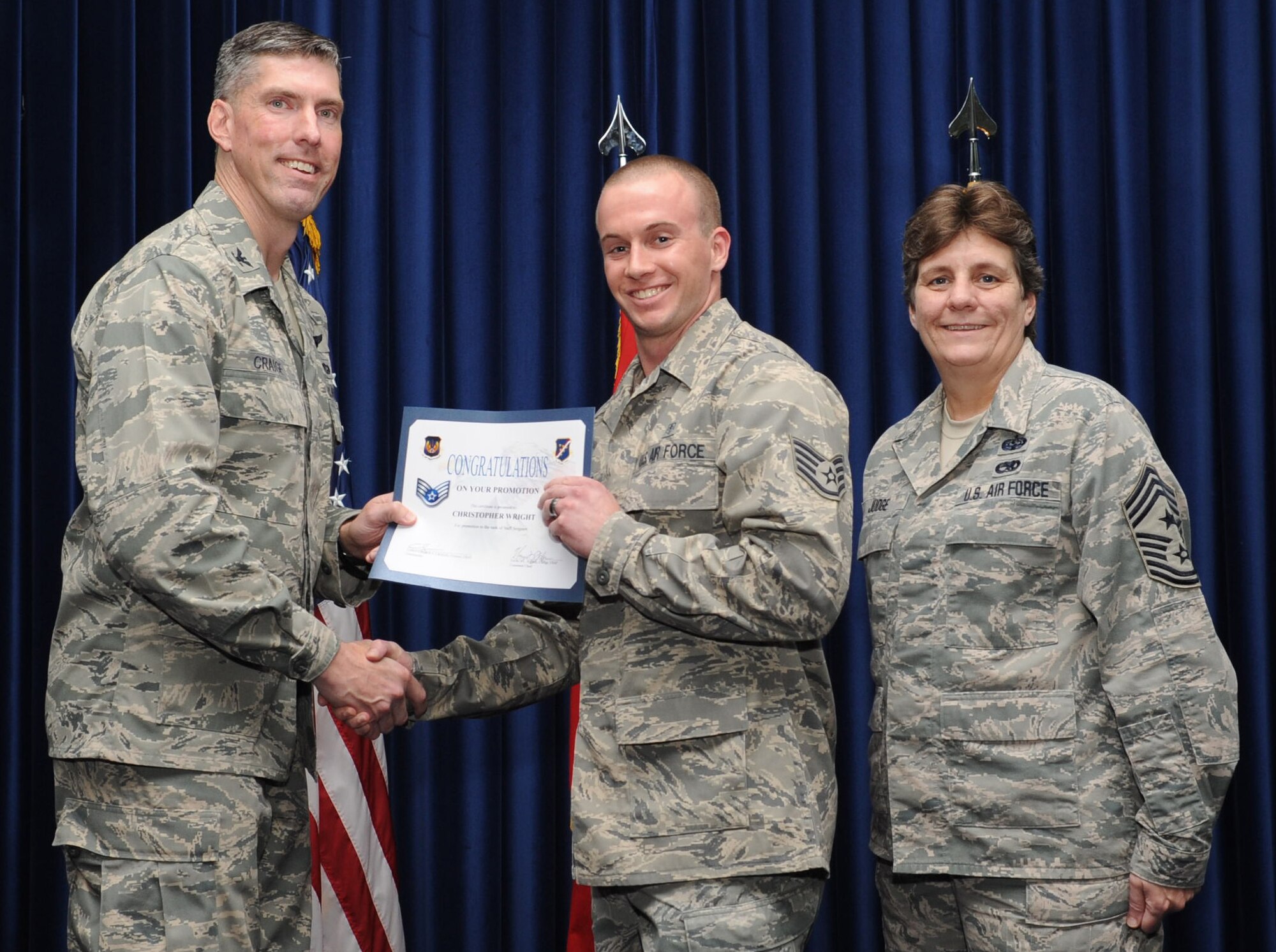 The 39th Air Base Wing held a promotion ceremony and congratulated quarterly award winners at the club complex ballroom Oct. 31, 2012 at Incirlik Air Base, Turkey. Promotion ceremonies are a time-honored tradition across all branches of the armed forces. (U.S. Air Force photo by Senior Airman Daniel Phelps/ Released)