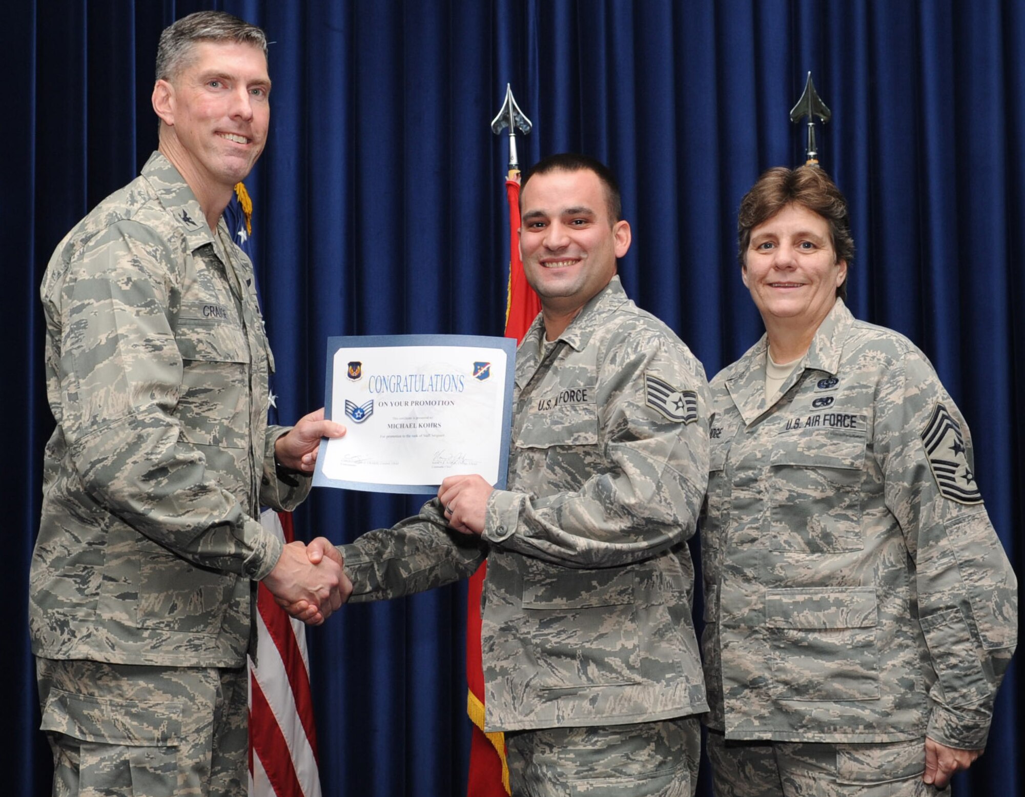 The 39th Air Base Wing held a promotion ceremony and congratulated quarterly award winners at the club complex ballroom Oct. 31, 2012 at Incirlik Air Base, Turkey. Promotion ceremonies are a time-honored tradition across all branches of the armed forces. (U.S. Air Force photo by Senior Airman Daniel Phelps/ Released)